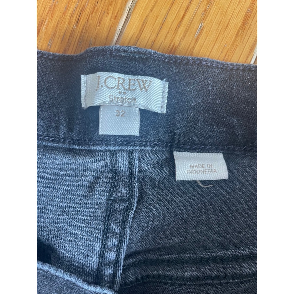 J Crew Jeans Womens Sz 32 Charcoal‎ Raw Hem Mid Rise Stretch Denim Straight - Picture 5 of 9